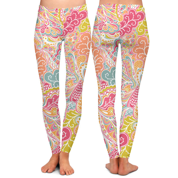 Abstract Foliage Ladies Leggings - Front and Back