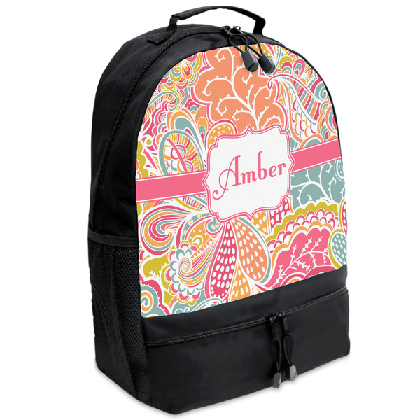 Custom Abstract Foliage Backpacks - Black (Personalized)