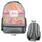 Abstract Foliage Large Backpack - Gray - Front & Back View