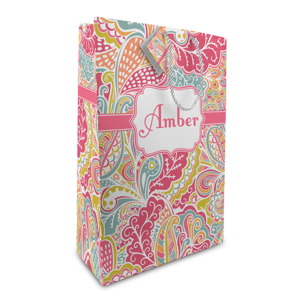 Custom Abstract Foliage Large Gift Bag (Personalized)