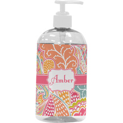 Abstract Foliage Plastic Soap / Lotion Dispenser (16 oz - Large - White) (Personalized)