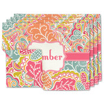 Abstract Foliage Linen Placemat w/ Name or Text