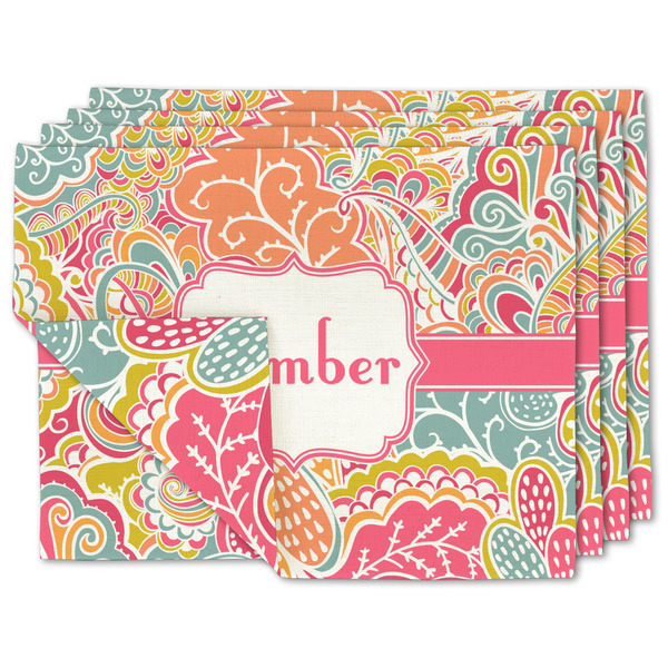 Custom Abstract Foliage Linen Placemat w/ Name or Text