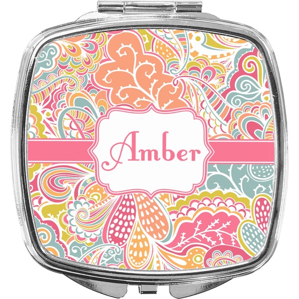 Custom Abstract Foliage Compact Makeup Mirror (Personalized)