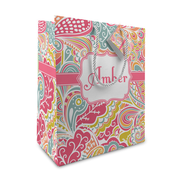 Custom Abstract Foliage Medium Gift Bag (Personalized)