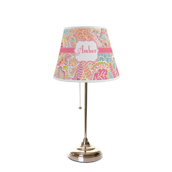 Abstract Foliage Poly Film Empire Lampshade - On Stand