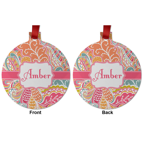 Abstract Foliage Metal Ball Ornament - Front and Back