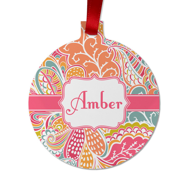 Abstract Foliage Metal Ball Ornament - Front