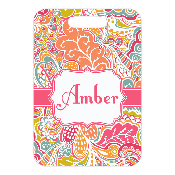 Abstract Foliage Metal Luggage Tag - Front Without Strap