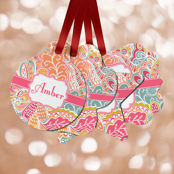 Custom Abstract Foliage Metal Ornaments - Double Sided w/ Name or Text