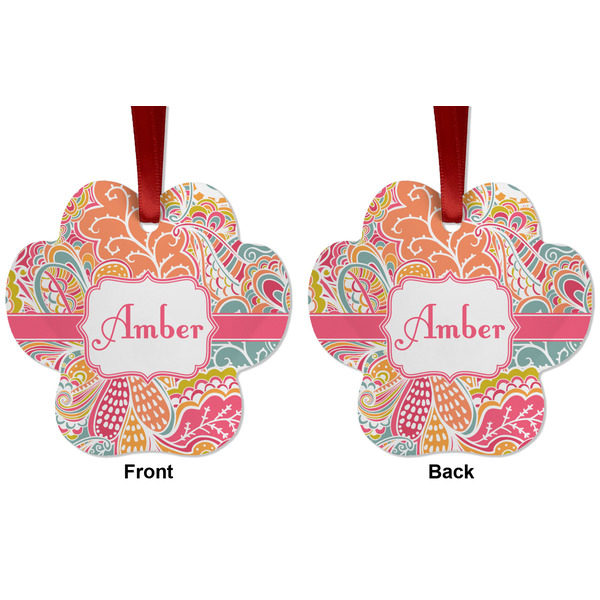 Abstract Foliage Metal Paw Ornament - Front and Back