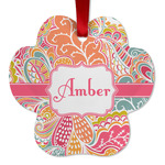 Abstract Foliage Metal Paw Ornament - Double Sided w/ Name or Text