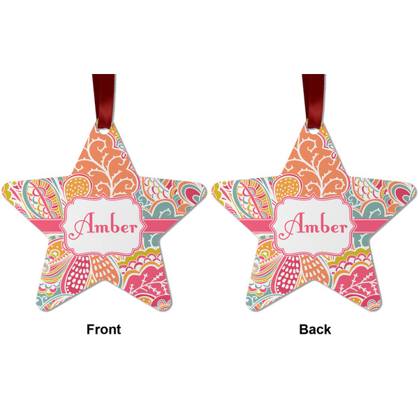 Abstract Foliage Metal Star Ornament - Front and Back
