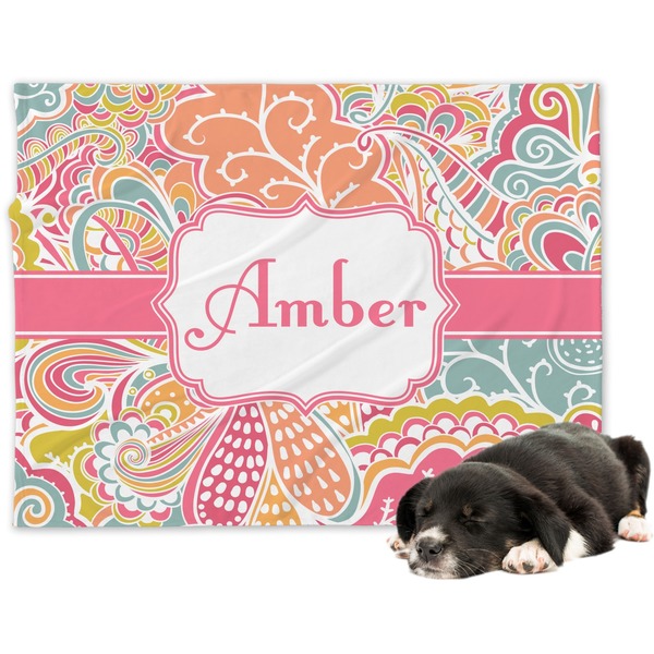 Custom Abstract Foliage Dog Blanket - Large (Personalized)