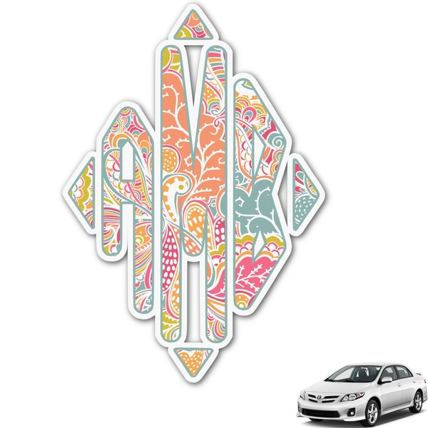 Custom Abstract Foliage Monogram Car Decal (Personalized)
