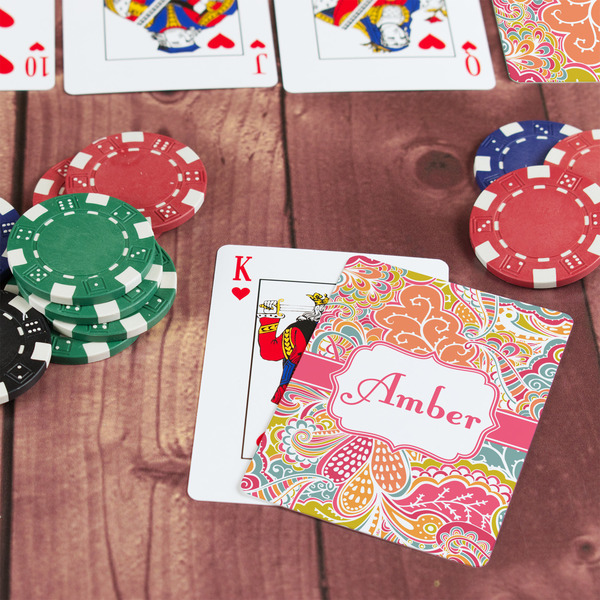 Abstract Foliage On Table with Poker Chips