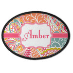 Abstract Foliage Iron On Oval Patch w/ Name or Text