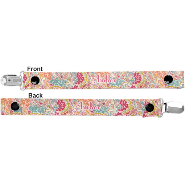 Abstract Foliage Pacifier Clip - Front and Back