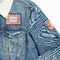 Abstract Foliage Patches Lifestyle Jean Jacket Detail