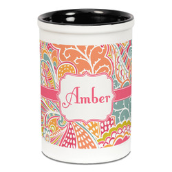 Abstract Foliage Ceramic Pencil Holders - Black