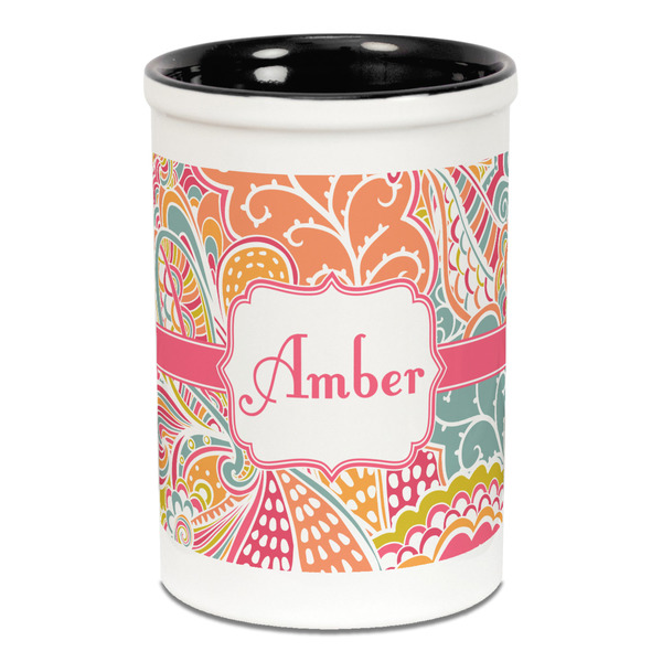 Abstract Foliage Pencil Holder - Black