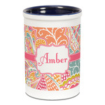 Abstract Foliage Ceramic Pencil Holders - Blue