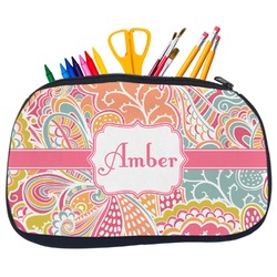 Abstract Foliage Neoprene Pencil Case - Medium w/ Name or Text