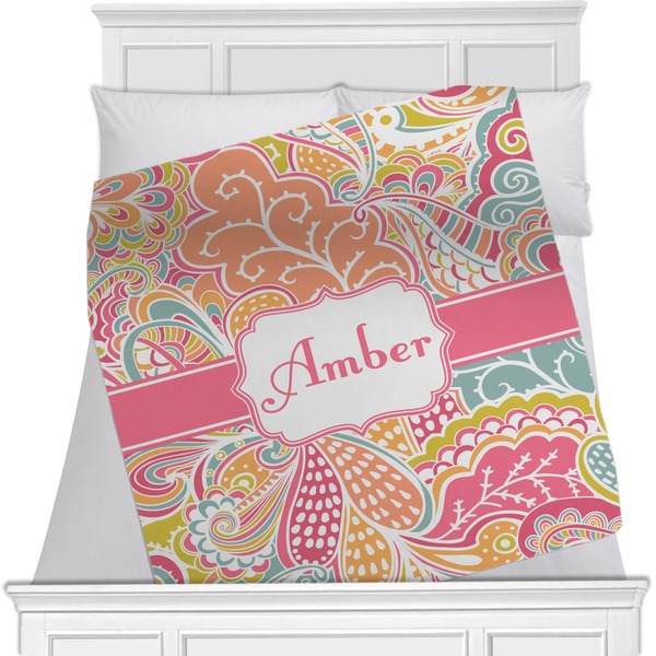 Custom Abstract Foliage Minky Blanket - Toddler / Throw - 60"x50" - Double Sided (Personalized)