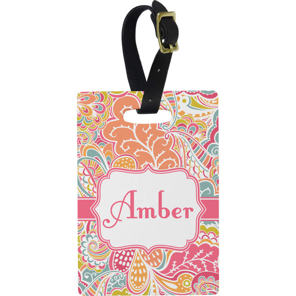 Custom Abstract Foliage Plastic Luggage Tag - Rectangular w/ Name or Text