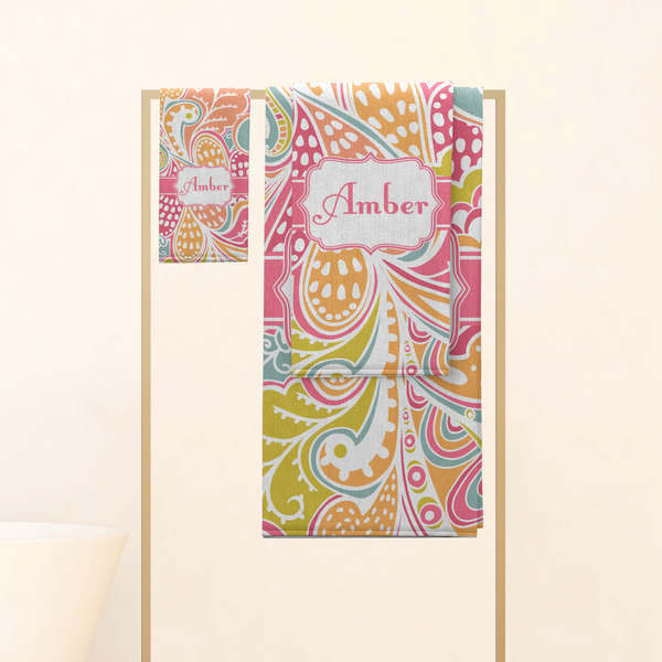 Abstract Foliage Personalized Towel Set