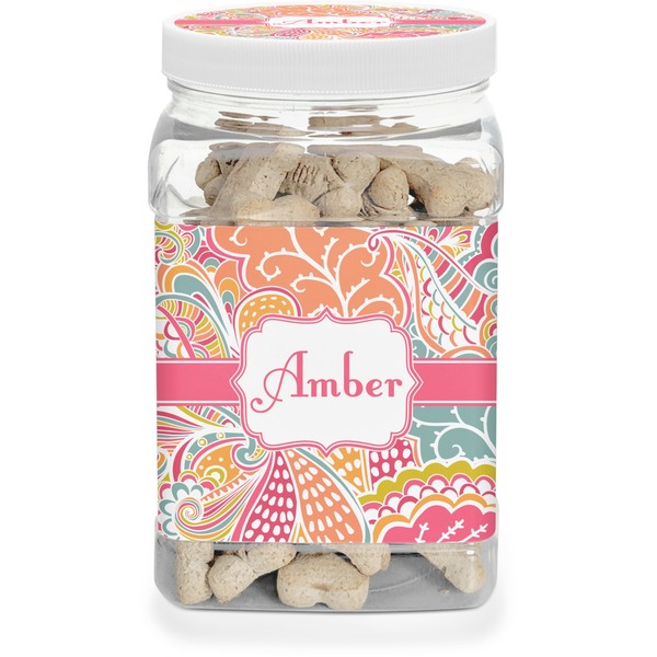 Custom Abstract Foliage Dog Treat Jar (Personalized)