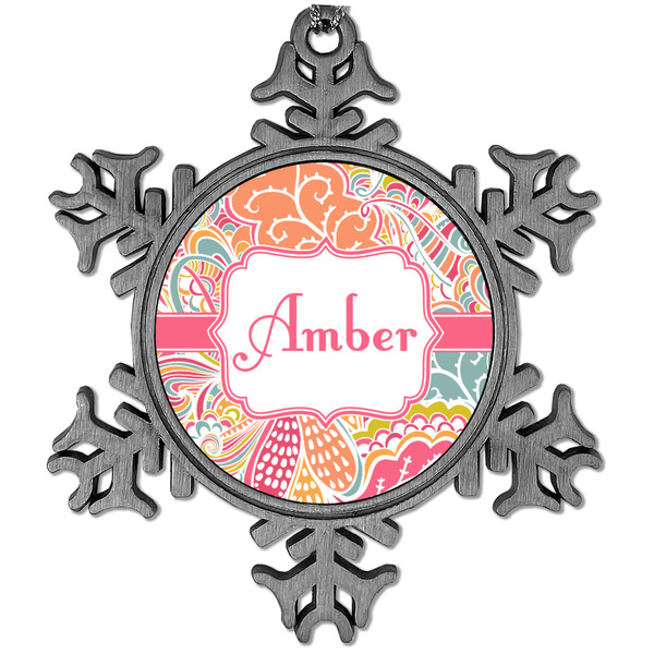 Custom Abstract Foliage Vintage Snowflake Ornament (Personalized)