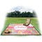 Abstract Foliage Picnic Blanket - with Basket Hat and Book - in Use