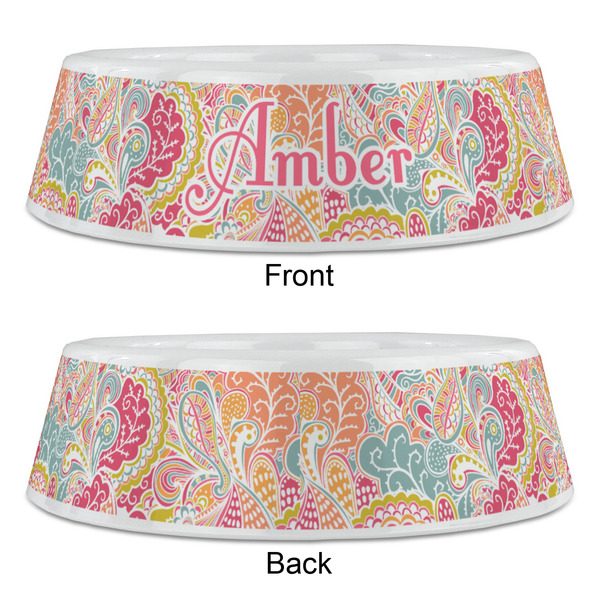 Abstract Foliage Plastic Pet Bowls - Large - APPROVAL