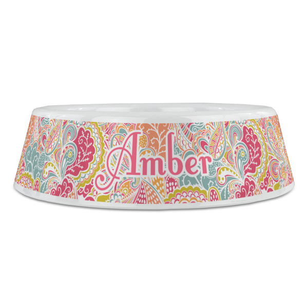 Abstract Foliage Plastic Pet Bowls - Large - FRONT