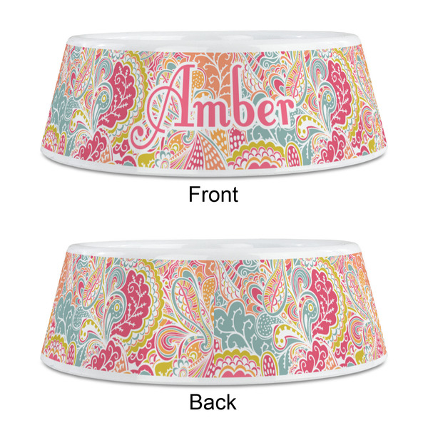 Abstract Foliage Plastic Pet Bowls - Medium - APPROVAL