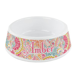Abstract Foliage Plastic Dog Bowl - Small (Personalized)