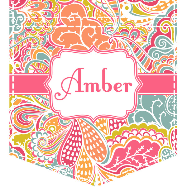 Custom Abstract Foliage Iron On Faux Pocket (Personalized)