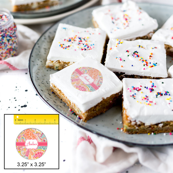 Abstract Foliage Printed Icing Circle - Large - In Context