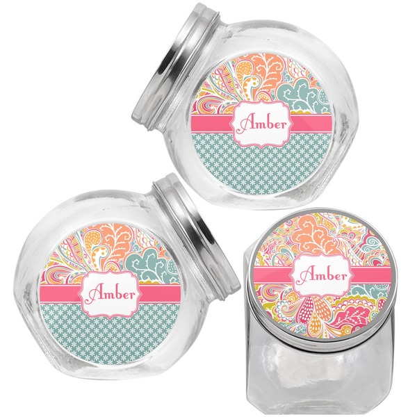 Abstract Foliage Puppy Treat Jar - Top Left Right