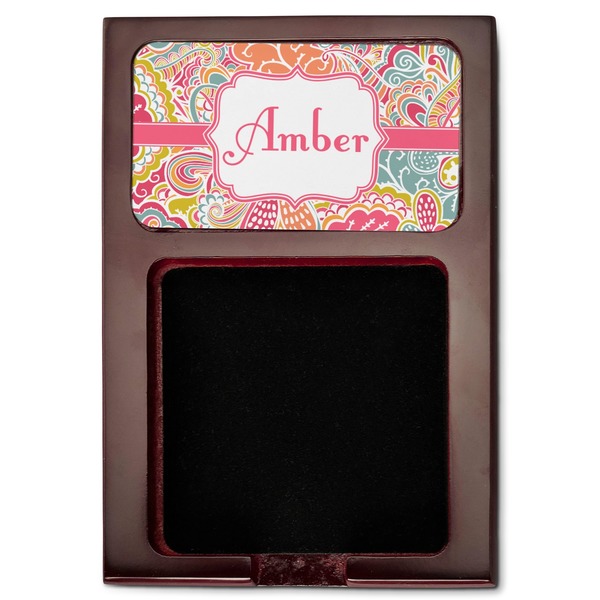 Abstract Foliage Red Mahogany Sticky Note Holder - Flat