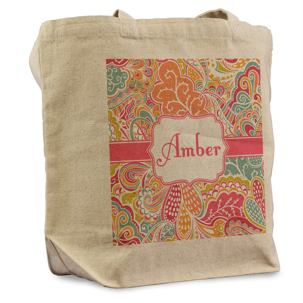 Custom Abstract Foliage Reusable Cotton Grocery Bag (Personalized)