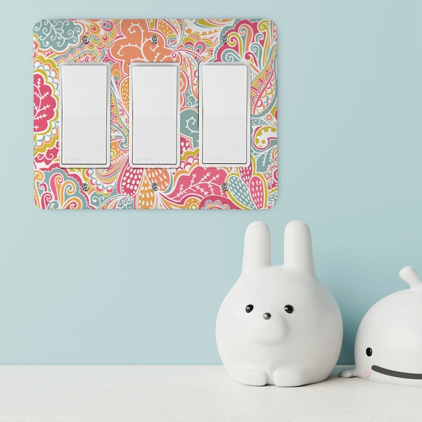 Abstract Foliage Rocker Light Switch Covers - Triple - IN CONTEXT