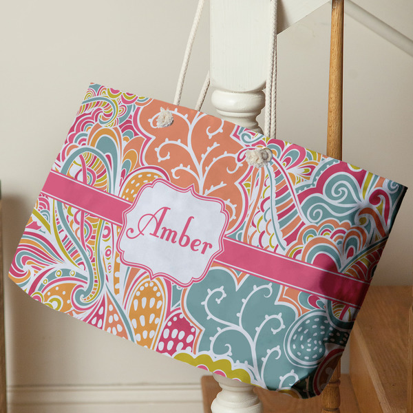 Abstract Foliage Large Rope Tote - Life Style