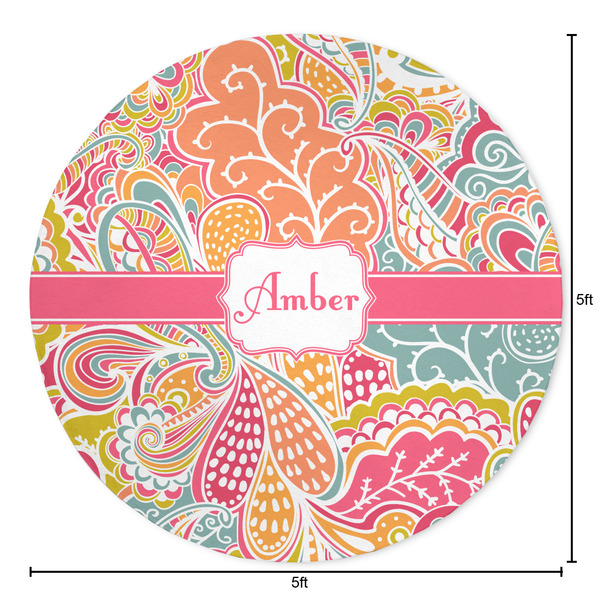 Abstract Foliage Round Area Rug - Size