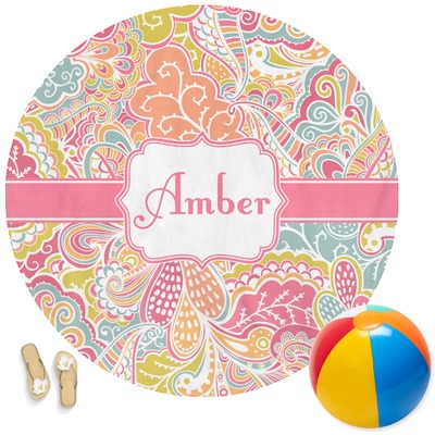 Abstract Foliage Round Beach Towel (Personalized)