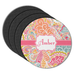 Abstract Foliage Round Rubber Backed Coasters - Set of 4 (Personalized)