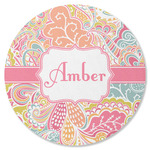 Abstract Foliage Round Rubber Backed Coaster (Personalized)