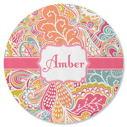 Abstract Foliage Round Rubber Backed Coaster (Personalized)