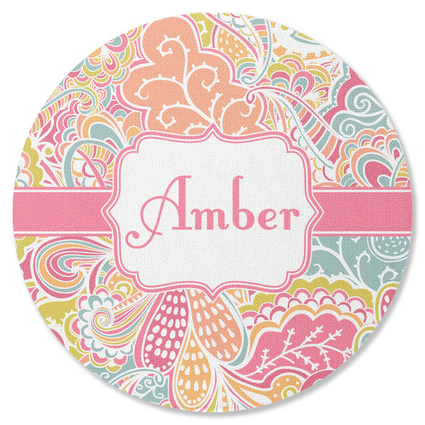 Custom Abstract Foliage Round Rubber Backed Coaster (Personalized)